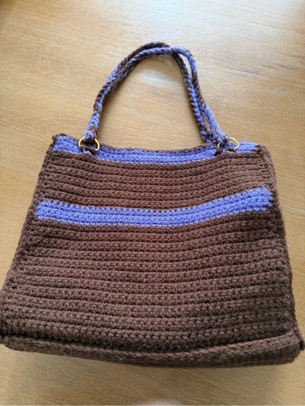Y2K Crochet Tote Bag in Brown and Purple - Women Bags